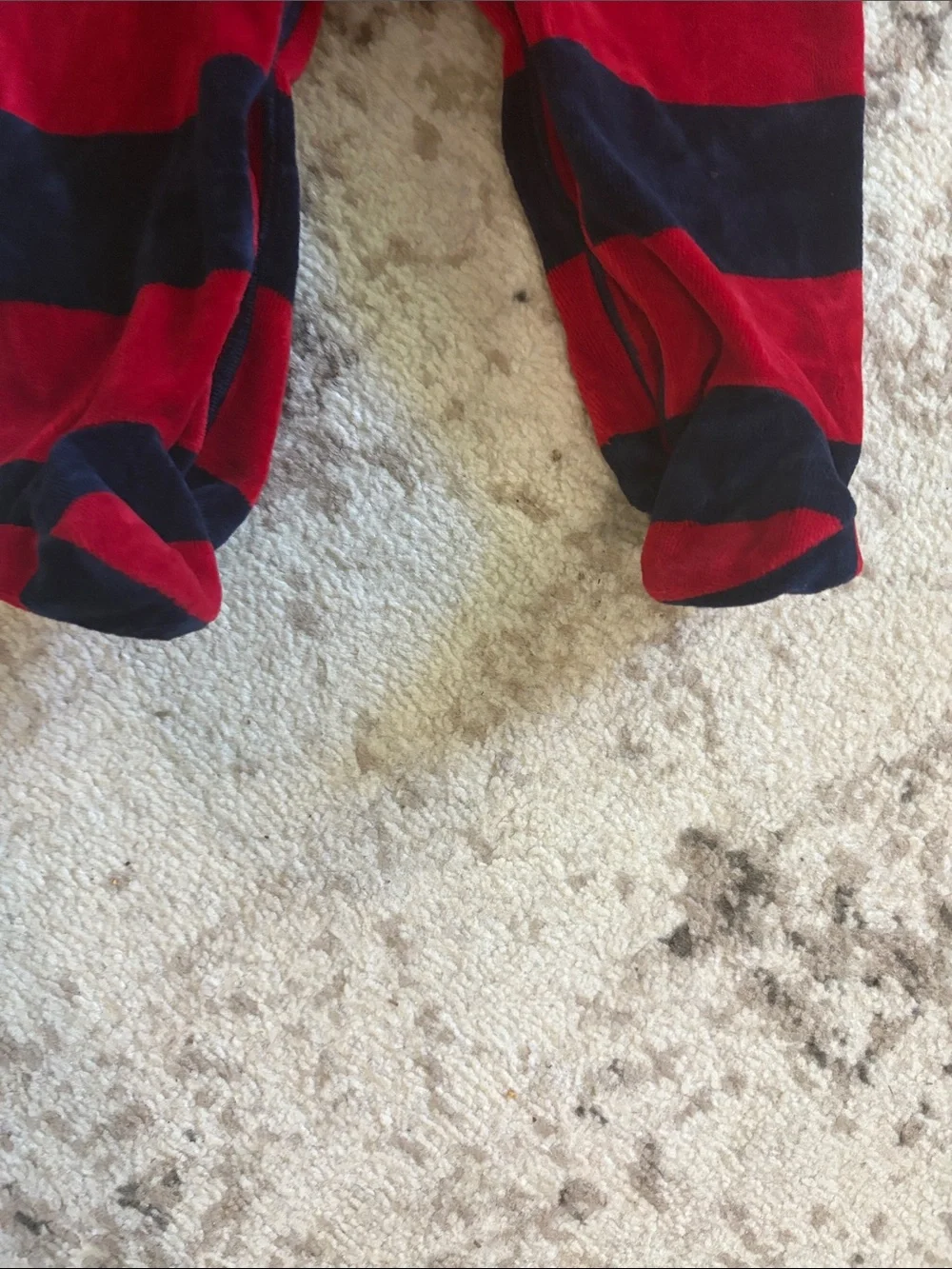 Ralph Lauren Red and Navy Striped Footed One-Piece